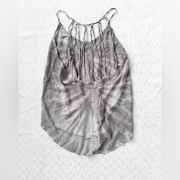 NWT- CHASER Gray & White Tie Dye Strappy Back Tank Top - Picture 2 of 8